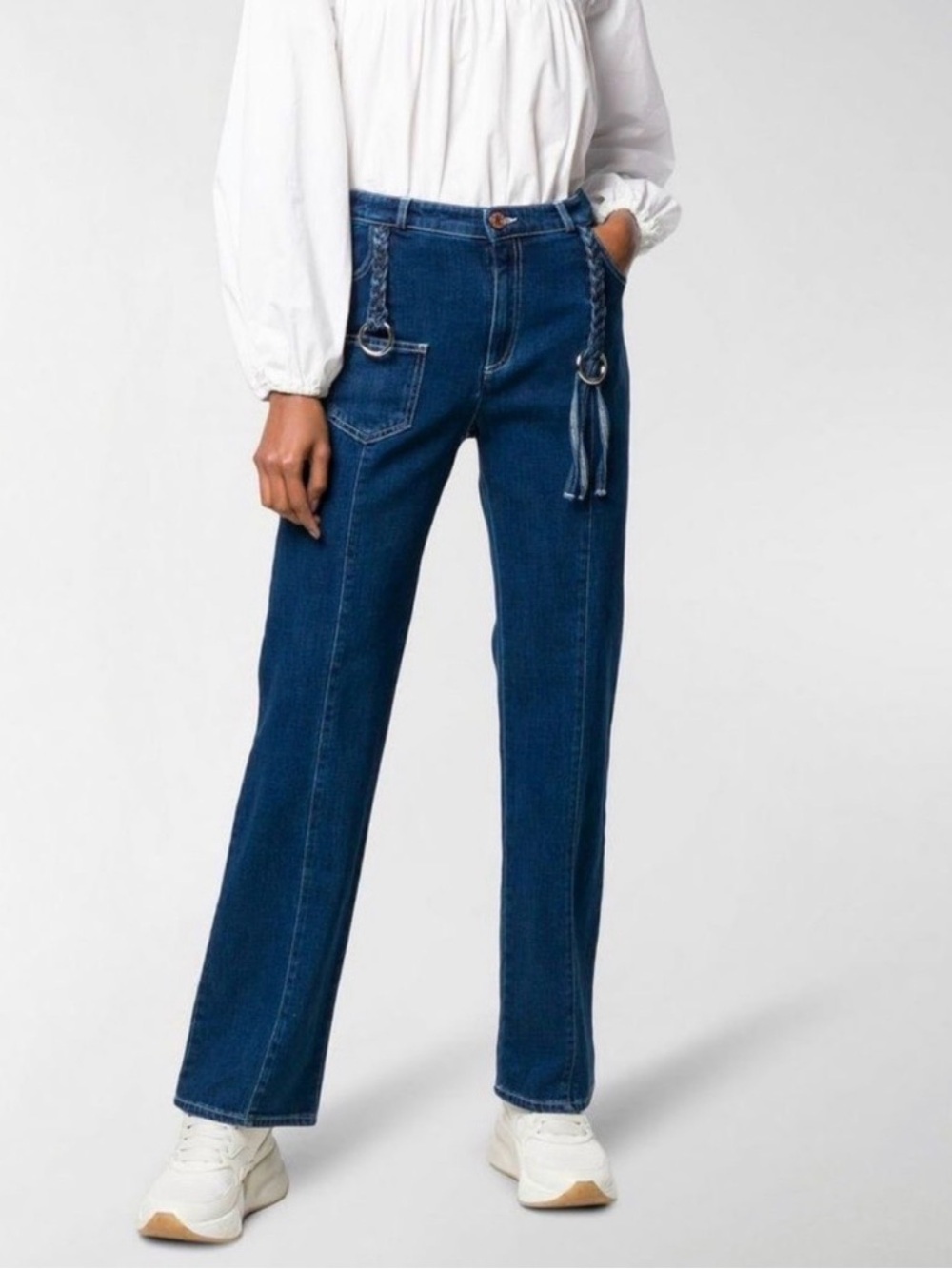See by Chloé Blue Zip Detail Skinny Jeans Ring Hardware Made in Italy EU 34 sku2